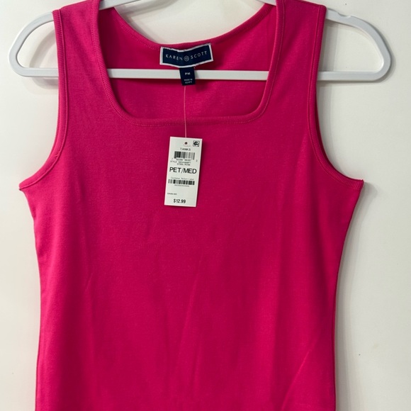 Karen Scott Tops - Karen Scott Bright Pink Scoop Neck Tank